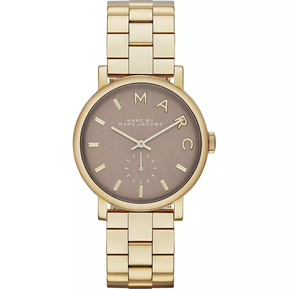Marc by Marc Jacobs Baker Gold Tone Grey Dial Watch 36mm 