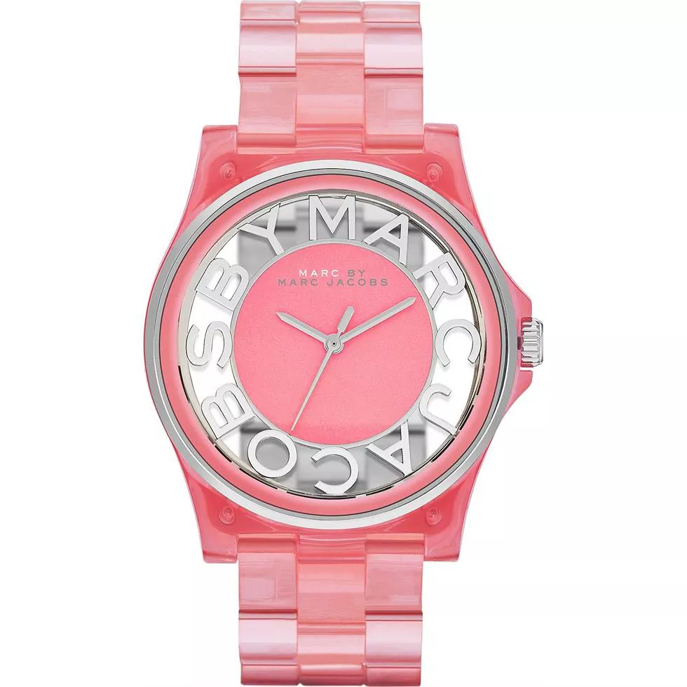 Marc by Marc Jacobs 'Henry Skeleton' Pink Plastic Watch 41mm 