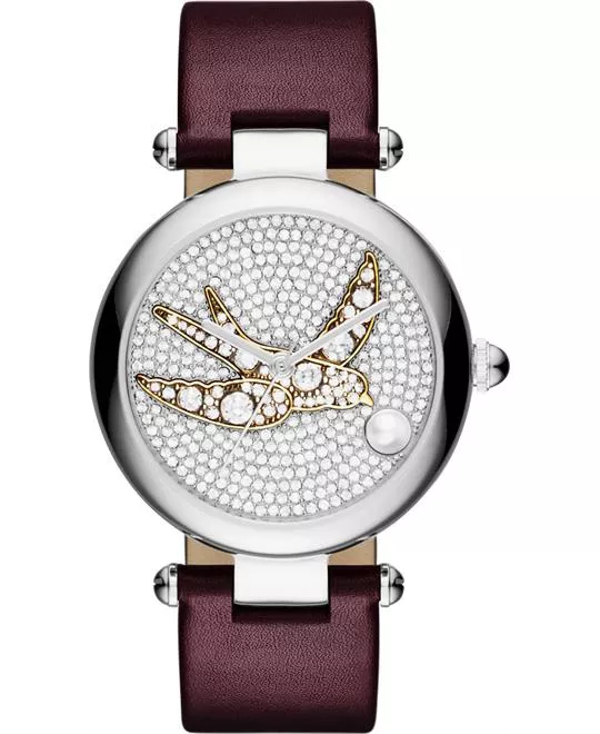 Marc Jacobs Dotty Oxblood Leather Strap Watch 34mm 