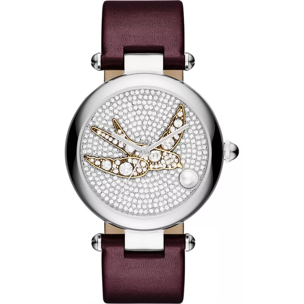 Marc Jacobs Dotty Oxblood Leather Strap Watch 34mm 