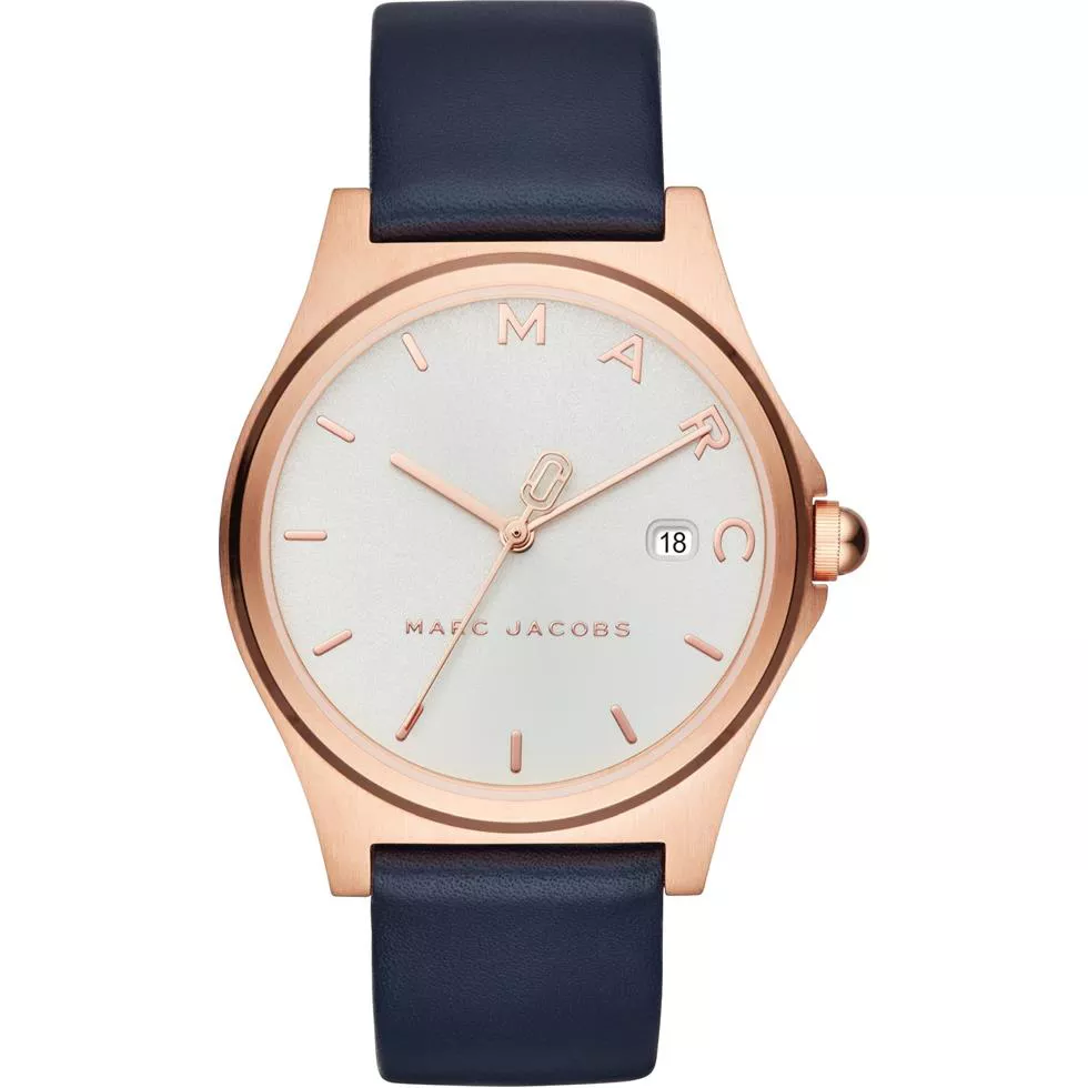 Marc Jacobs Henry Rose Gold  Navy Leather Watch 38mm