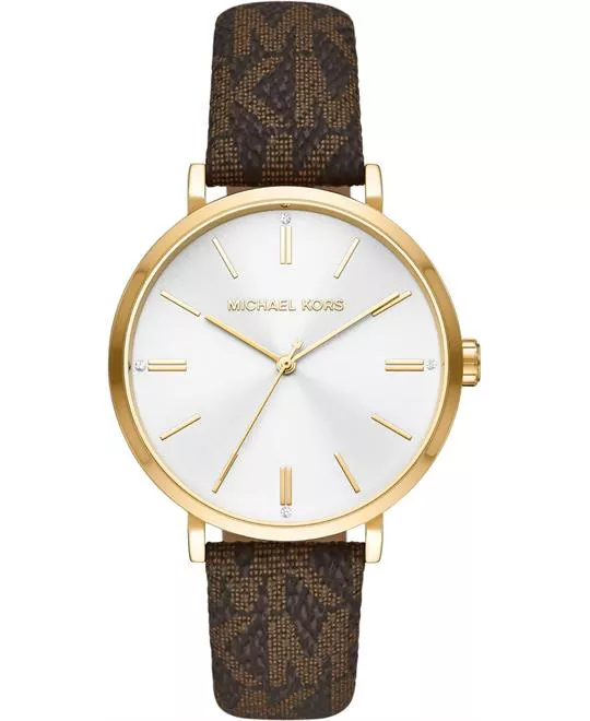 Michael Kors Addyson Silver Dial Brown Watch 39mm
