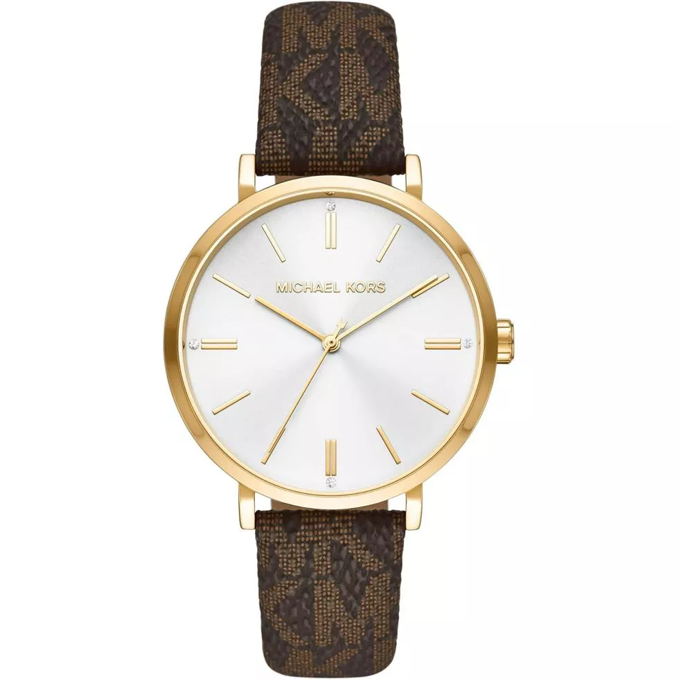 Michael Kors Addyson Silver Dial Brown Watch 39mm