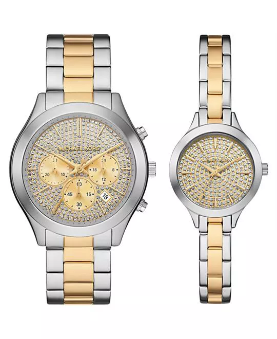 Michael Kors Aspyn His and Hers Pavé Two-Tone Watch Set