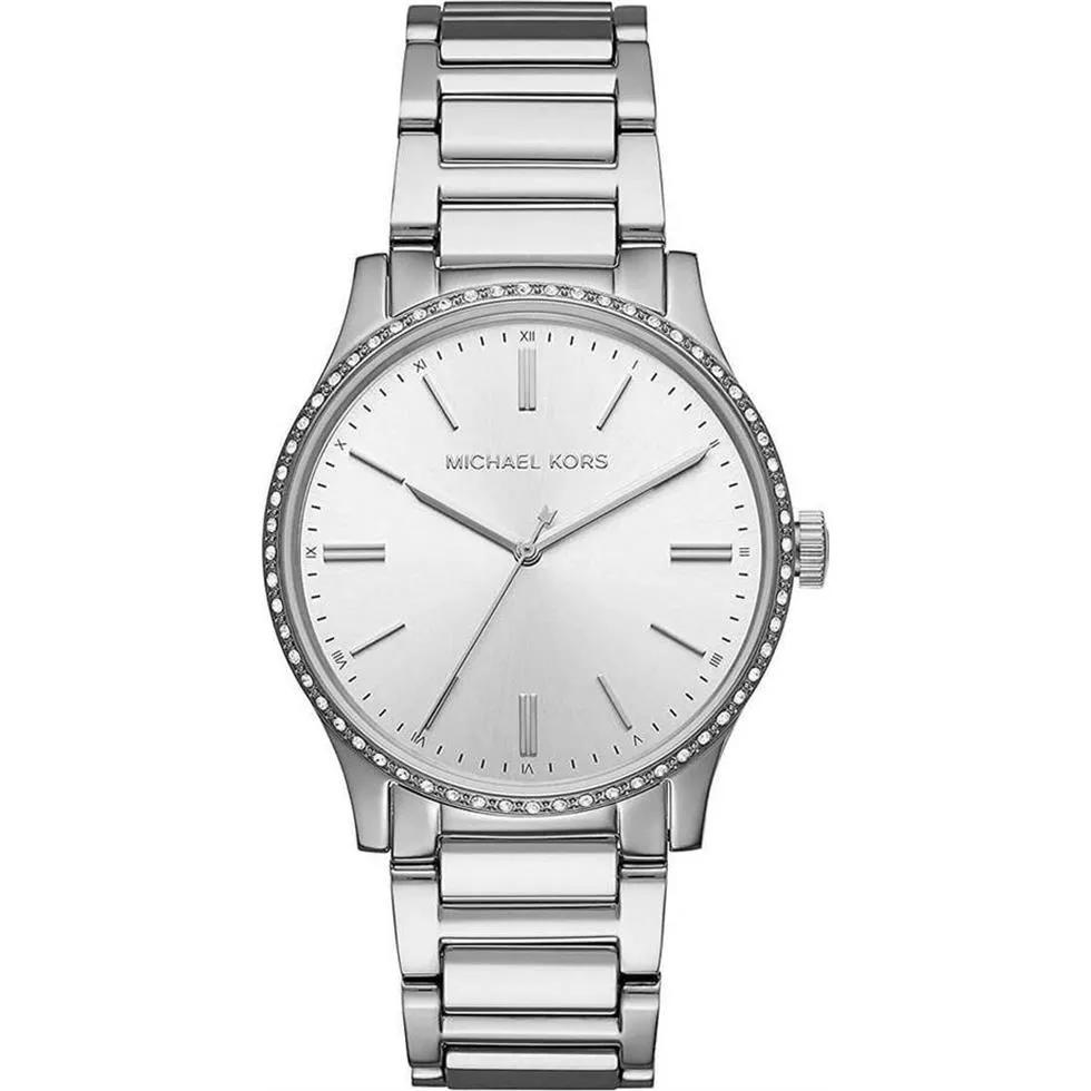 Michael Kors Bailey Silver Dial Crystal Watch 38mm