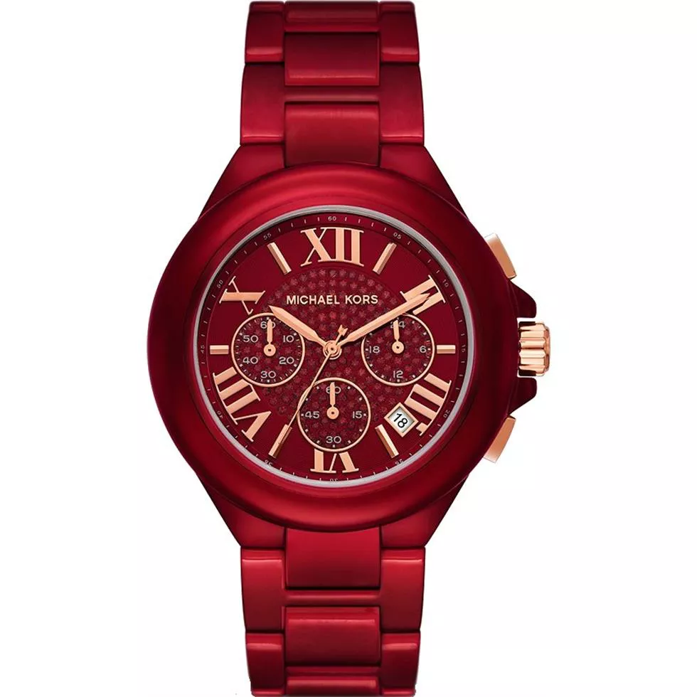 Michael Kors Camille Chronograph Red Coated Watch 43mm
