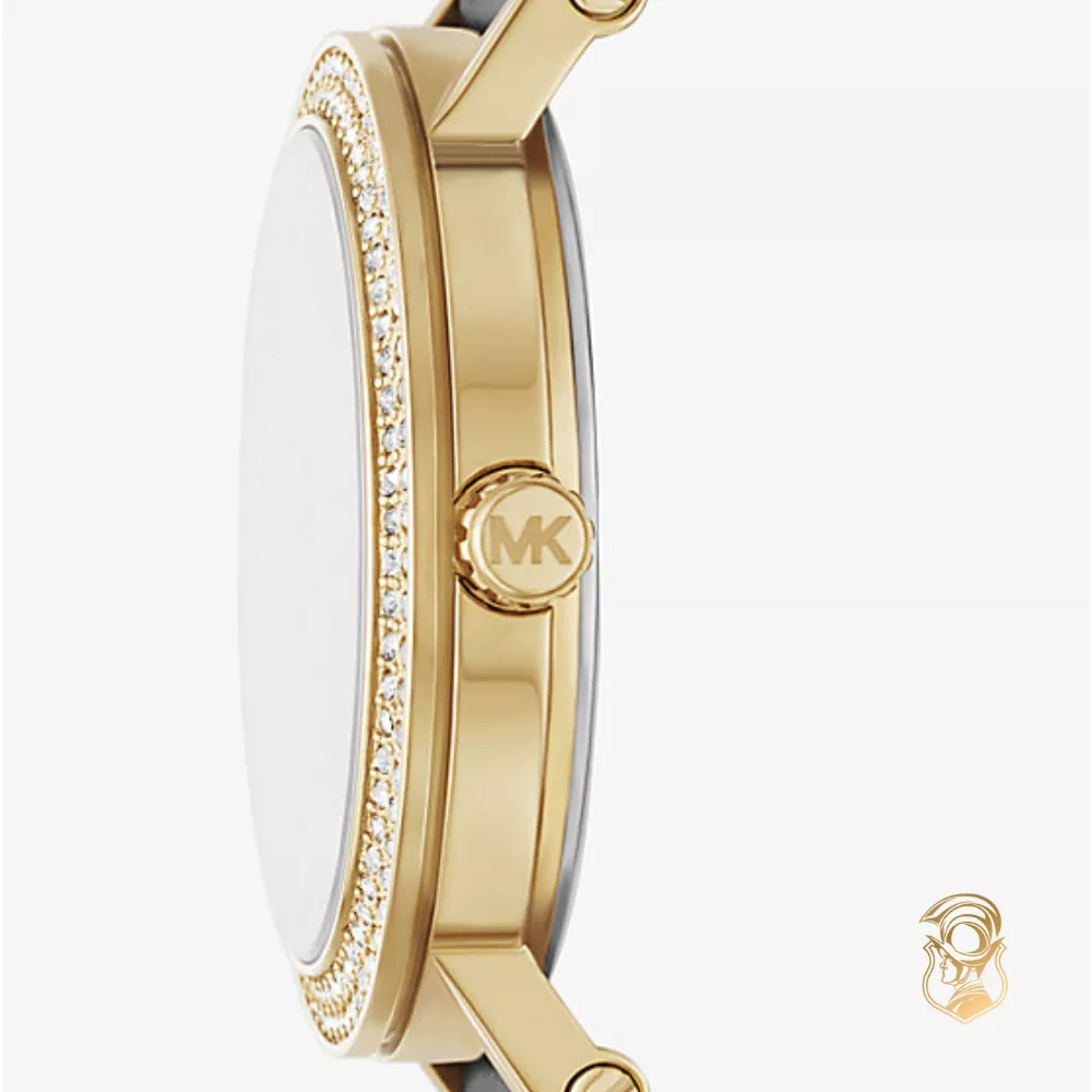 Michael Kors Corey Pavé Gold-Tone and Leather Watch 38mm