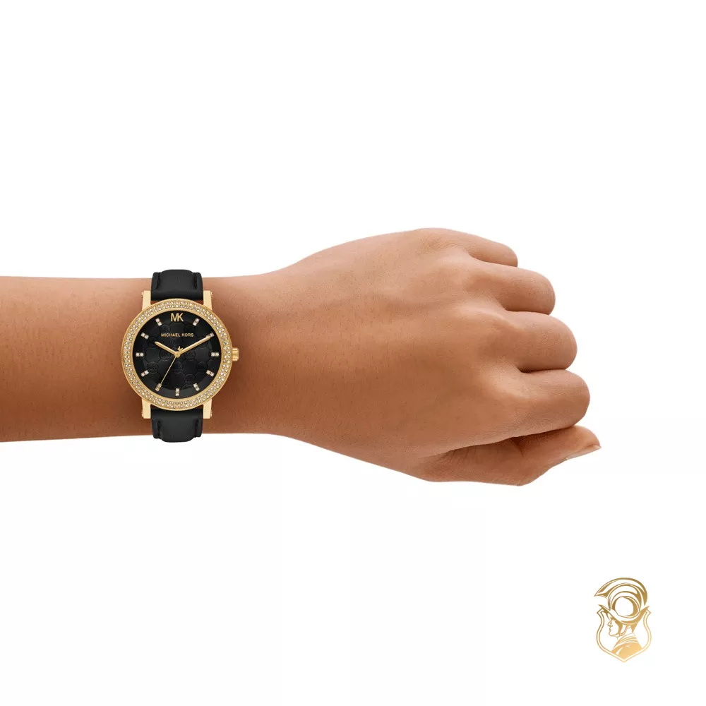 Michael Kors Corey Pavé Gold-Tone and Leather Watch 38mm