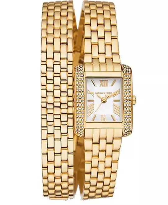 Michael Kors Emery Gold Pavé Double Wrap Watch 29mm