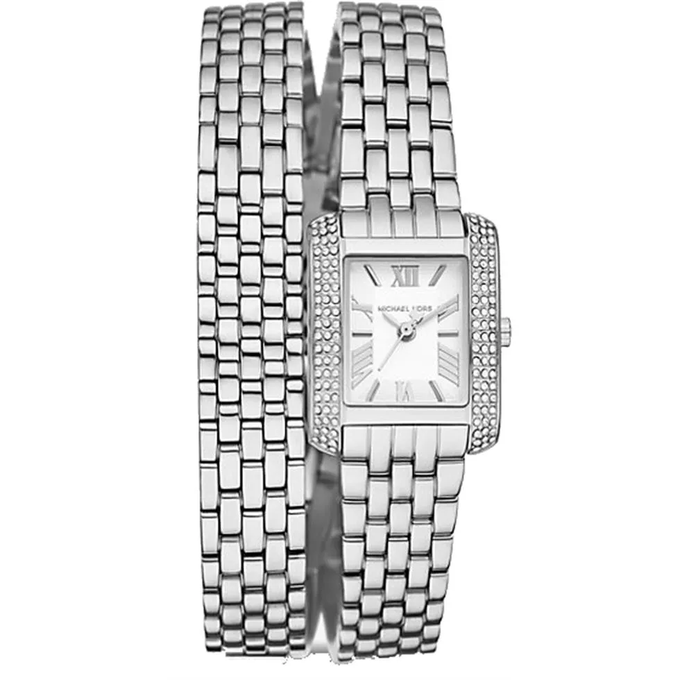 Michael Kors Emery Silver Pavé Double Wrap Watch  29mm