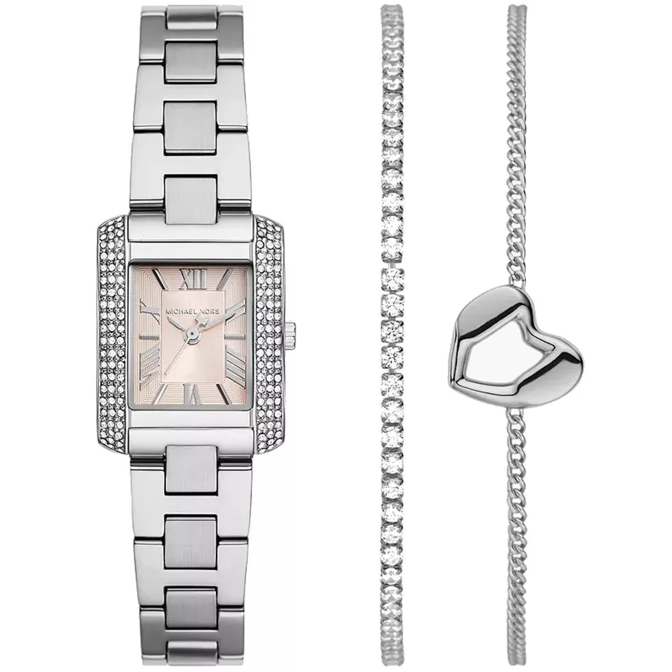 Michael Kors Emery Silver Watch Set 22mm