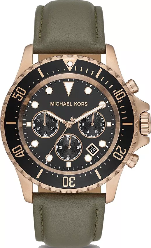 MSP: 102971 Michael Kors Everest Chronograph Olive Leather Watch 45MM 7,510,000