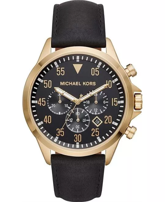 Michael Kors Gage Leather Watch 45mm