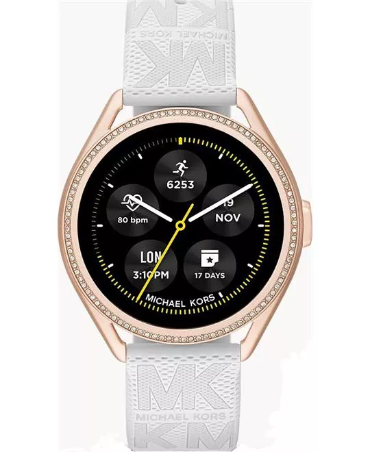 Michael Kors Mkt5141V Gen 5E Mkgo White Rubber Smartwatch 43Mm