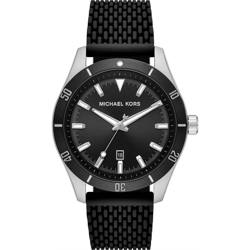 Michael Kors Layton Black Silicone Watch 44mm