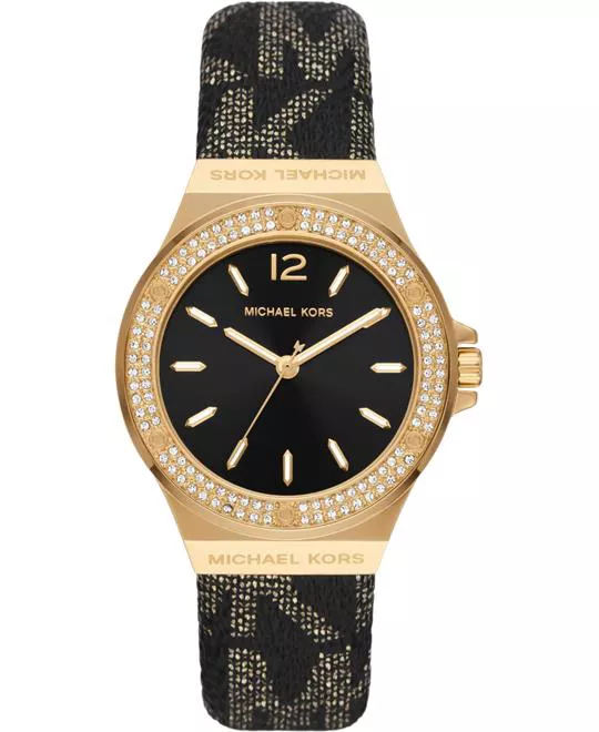 Michael Kors Lennox Pavé Gold-Tone Logo Watch 37mm