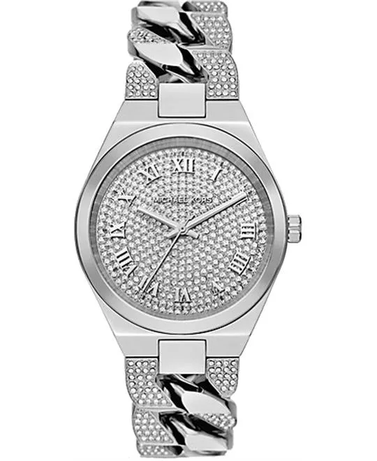 Michael Kors Lennox Silver Tone Pavé Watch 37mm