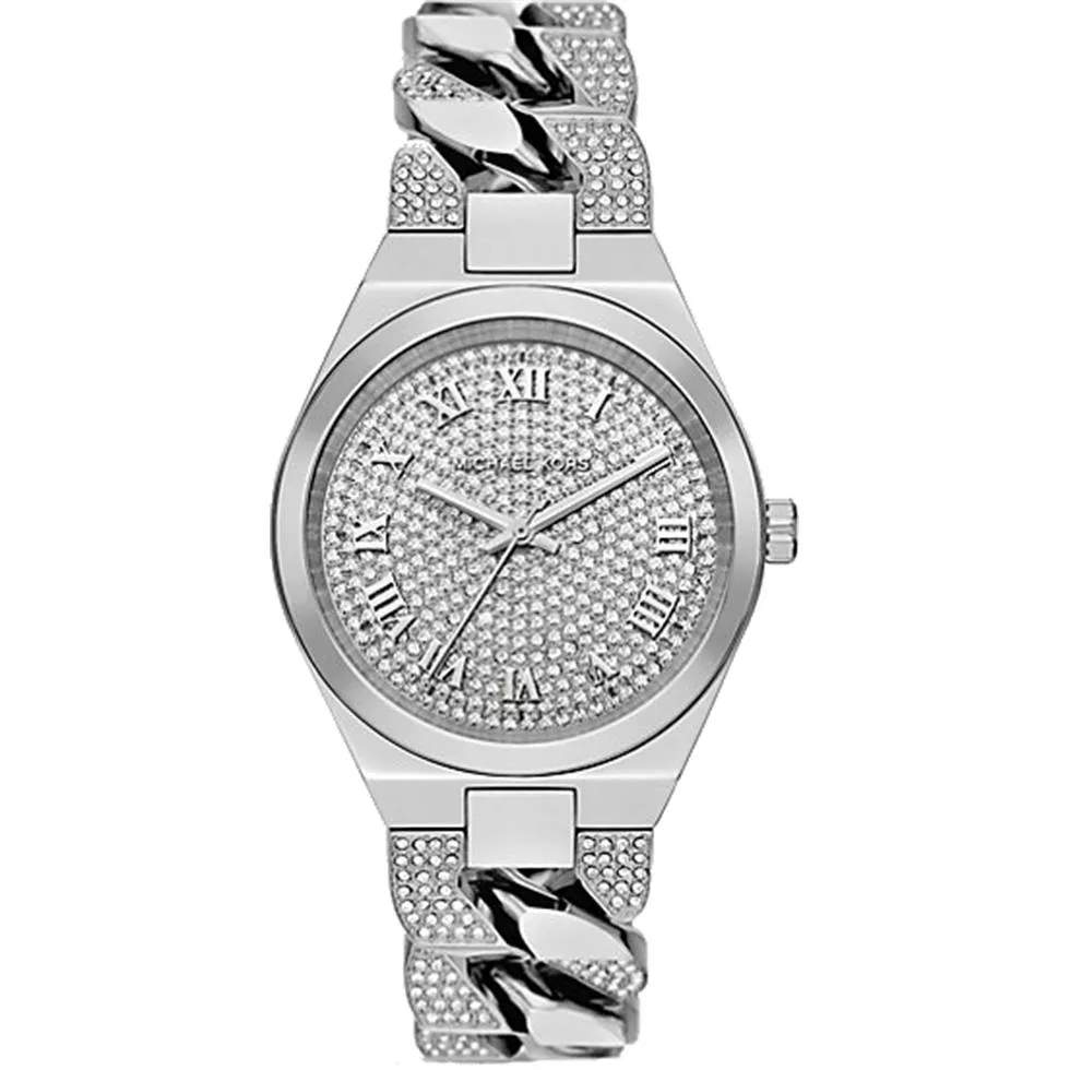 Michael Kors Lennox Silver Tone Pavé Watch 37mm