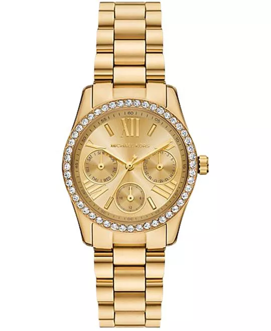 Michael Kors Lexington Mini Pavé Gold-Tone Watch 34mm 