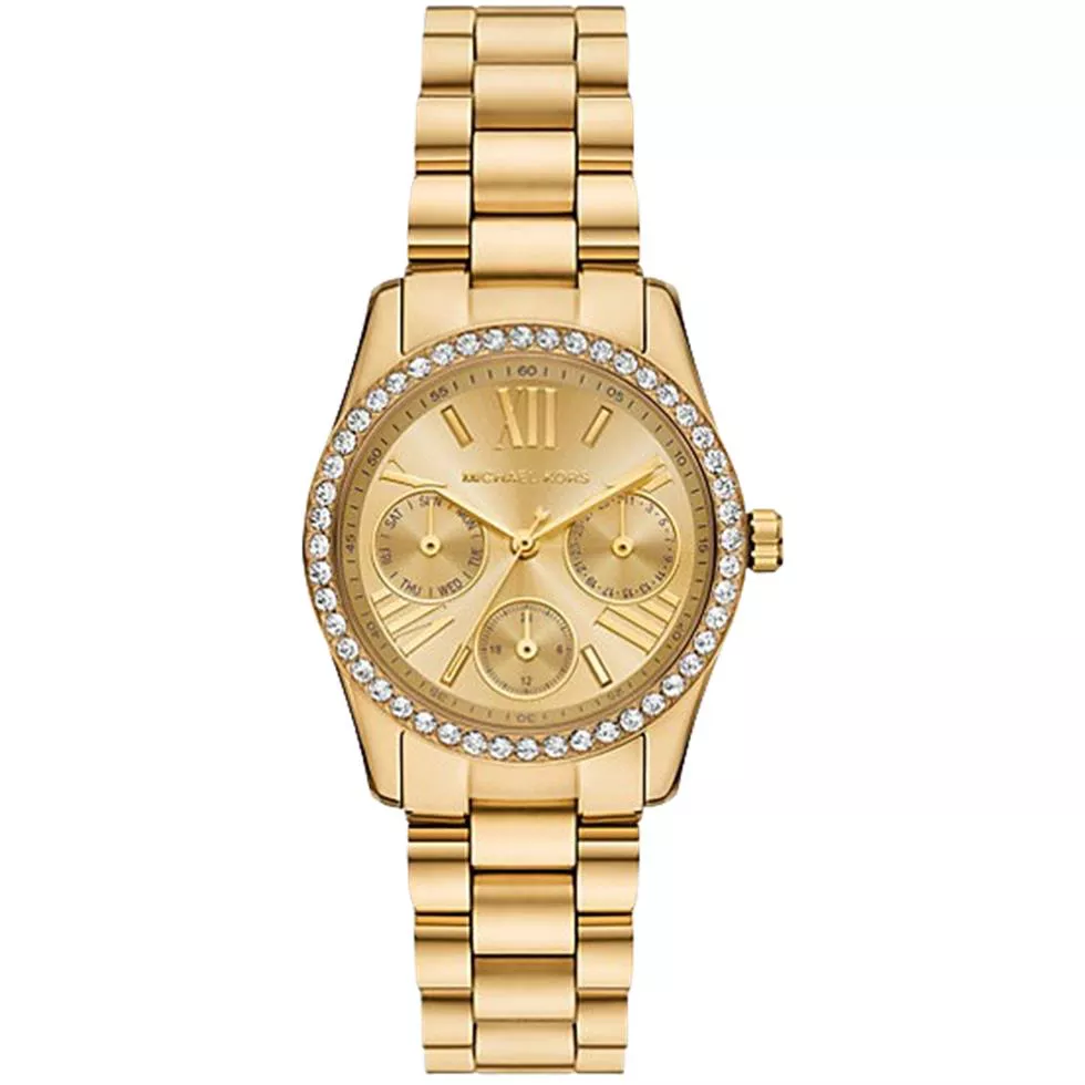 Michael Kors Lexington Mini Pavé Gold-Tone Watch 34mm 