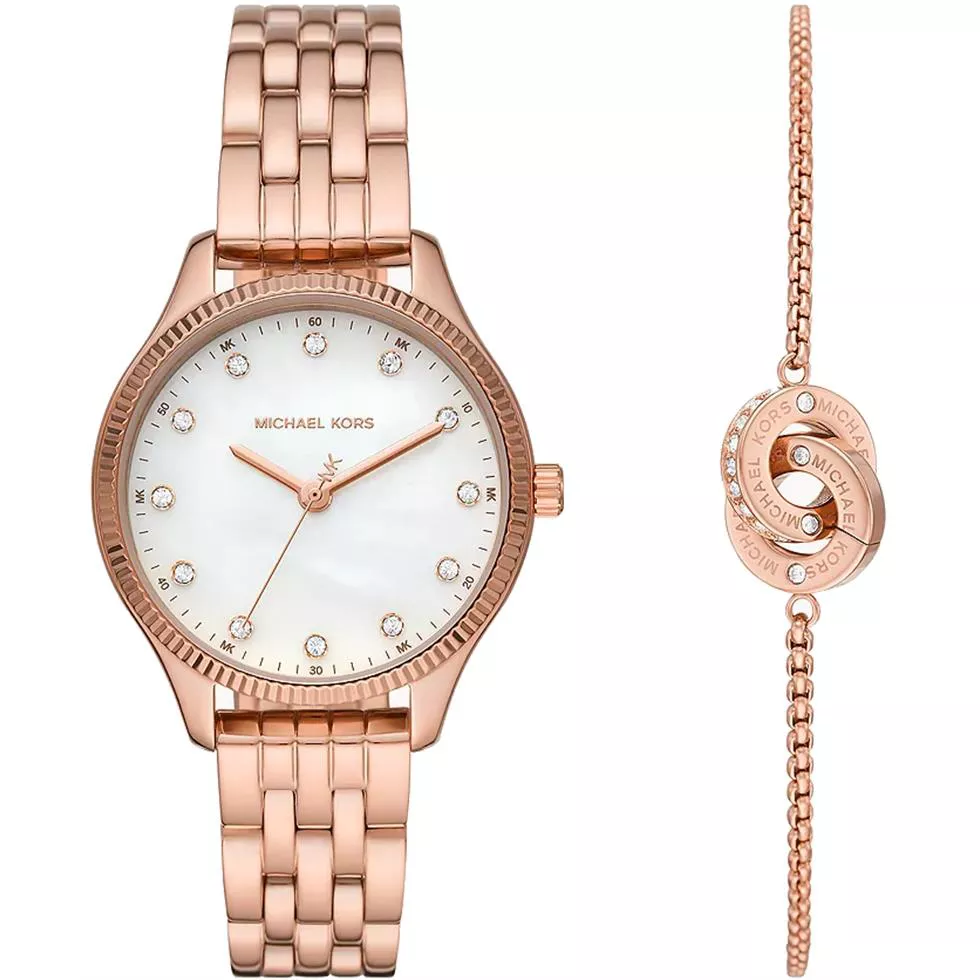 Michael Kors Lexington Rose Gold Watch Set 36mm