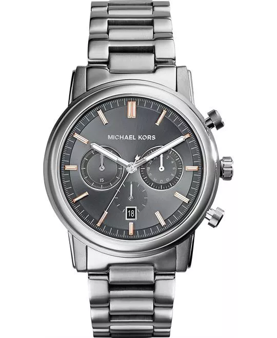 Michael Kors Pennant Silver Tone Black Dial Men's Watch 43mm 
