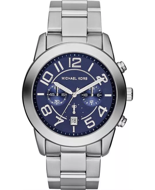 Michael Kors Mercer Blue Silver Watch 45mm