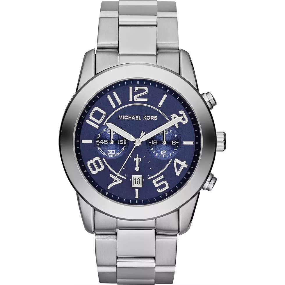 Michael Kors Mercer Blue Silver Watch 45mm