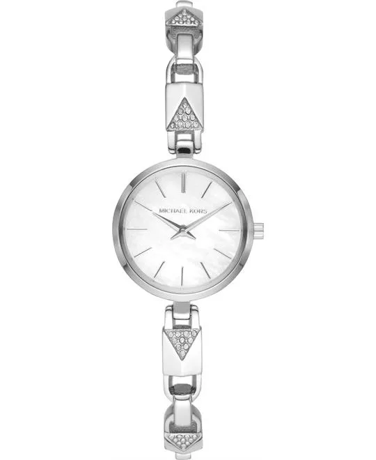 Michael Kors Mercer Silver Tone Watch 28mm