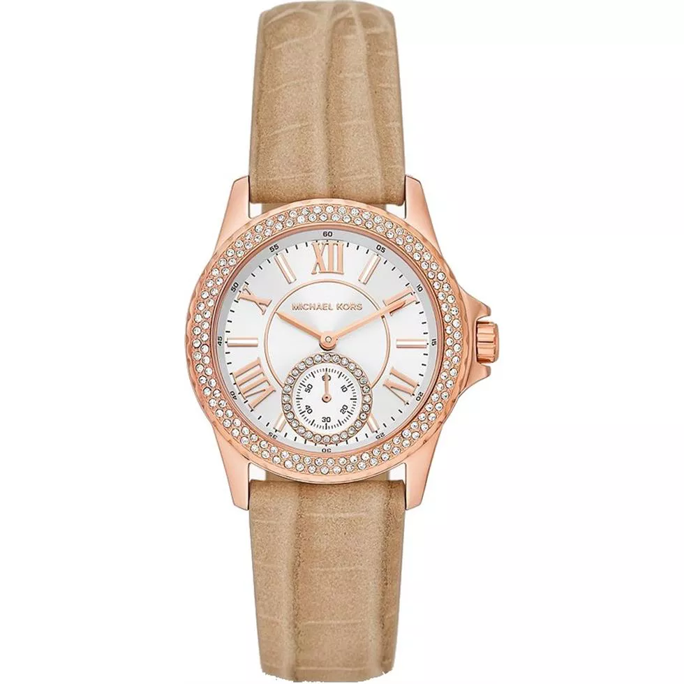 Michael Kors Mini Everest Luggage Suede Croco Leather Watch 33mm