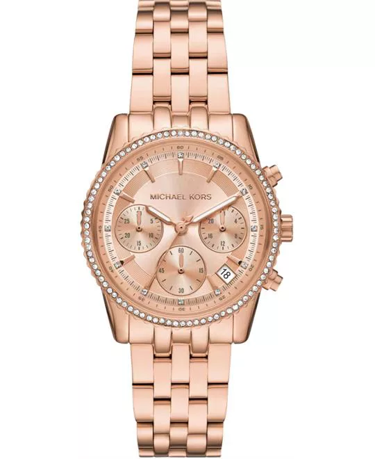 Michael Kors Mini Ritz Pavé Rose Gold-Tone Watch 35mm