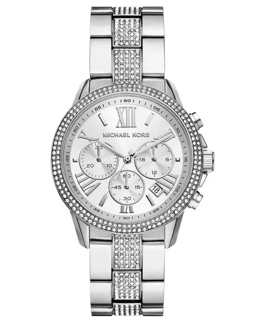 Michael Kors Oversized Brynn Pavé Silver-Tone Watch 40mm