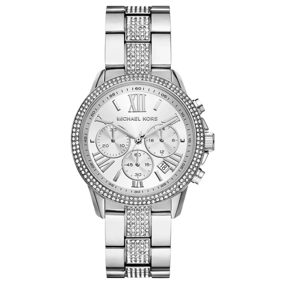 Michael Kors Oversized Brynn Pavé Silver-Tone Watch 40mm