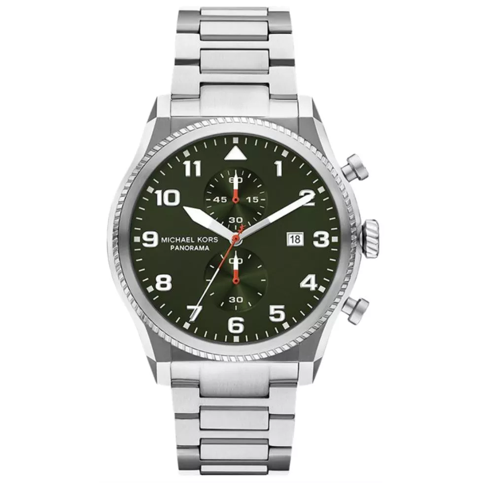 Michael Kors Oversized Panorama Silver-Tone Watch 44mm