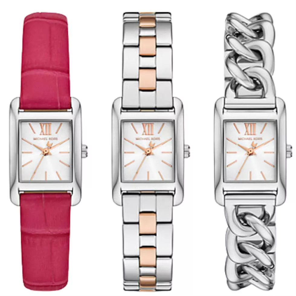 Michael Kors Petite Monroe Two-Tone and Crocodile-Embossed Leather Watch Strap Set 