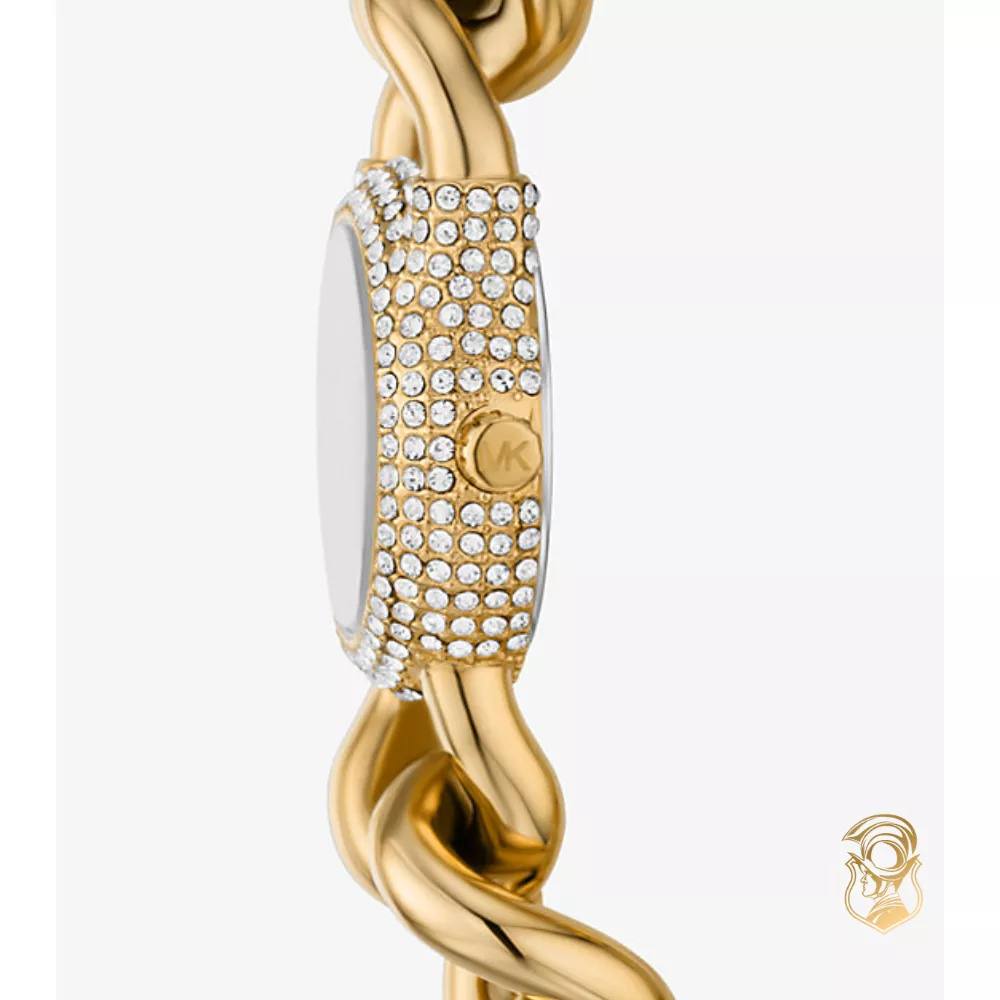 Michael Kors Petite Pavé Gold-Tone Chain-Link Watch 24mm 