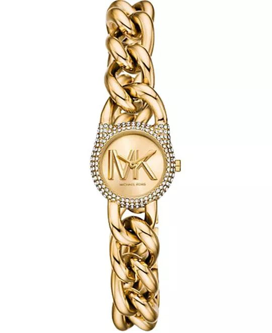 Michael Kors Petite Pavé Gold-Tone Chain-Link Watch 24mm 