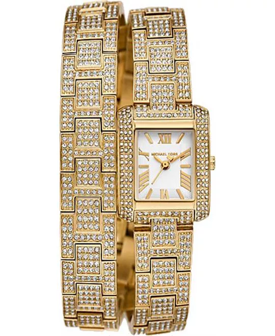 Michael Kors Petite Pavé Gold Tone Double Wrap Watch 