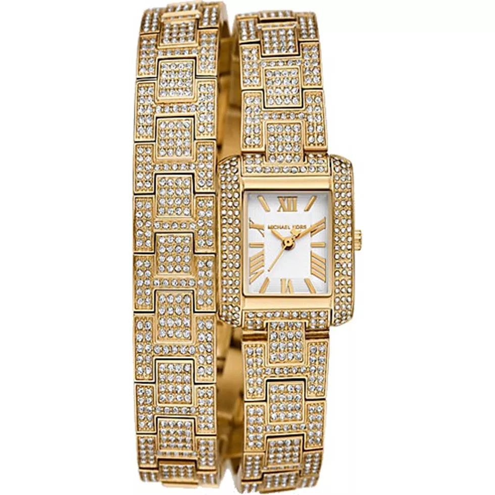 Michael Kors Petite Pavé Gold Tone Double Wrap Watch 