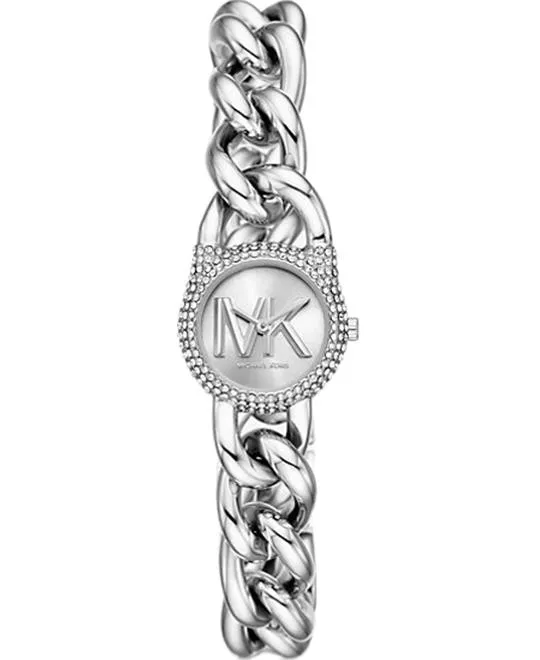 Michael Kors Petite Pavé Silver-Tone Chain-Link Watch 24mm