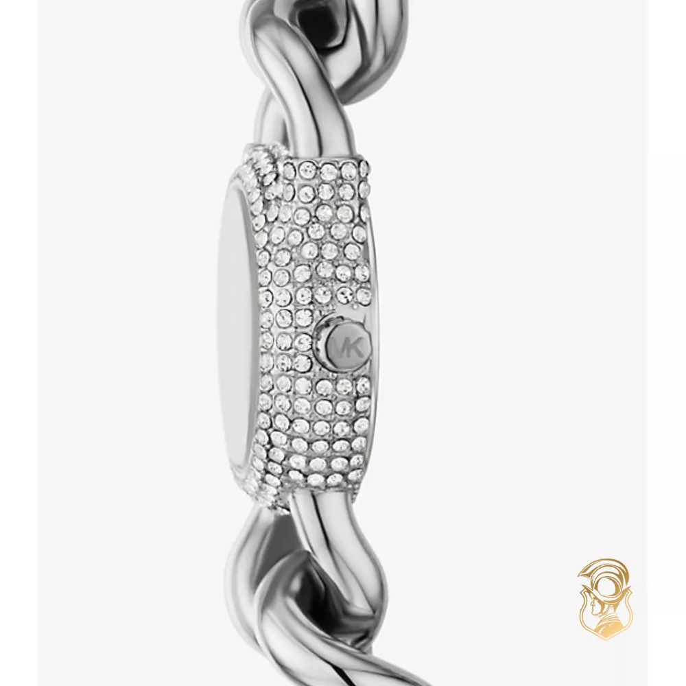 Michael Kors Petite Pavé Silver-Tone Chain-Link Watch 24mm