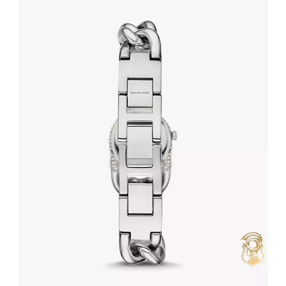 Michael Kors Petite Pavé Silver-Tone Chain-Link Watch 24mm