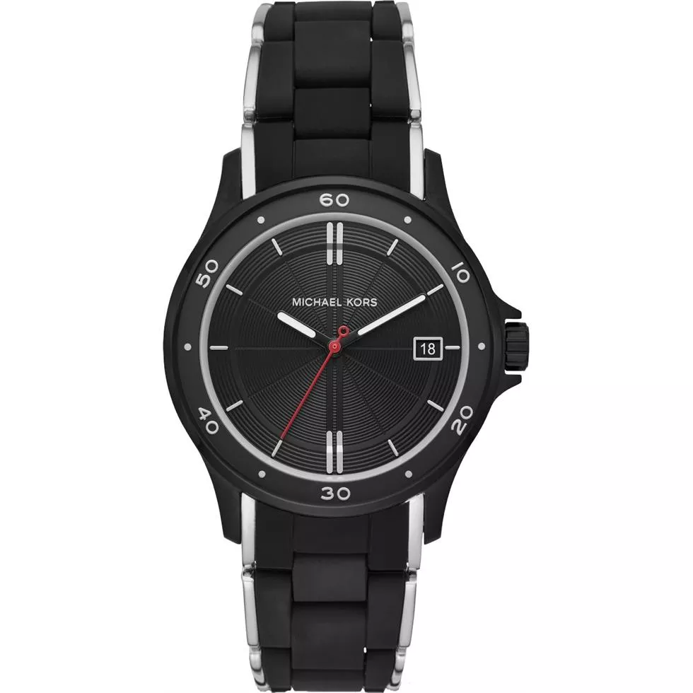 Michael Kors Reid Black And Silicone Watch 40mm
