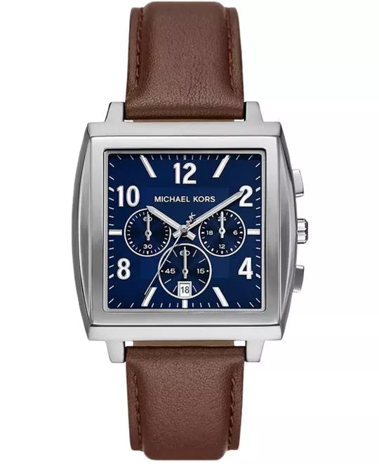 Michael Kors Rhys Chronograph Brown Leather Watch 41mm