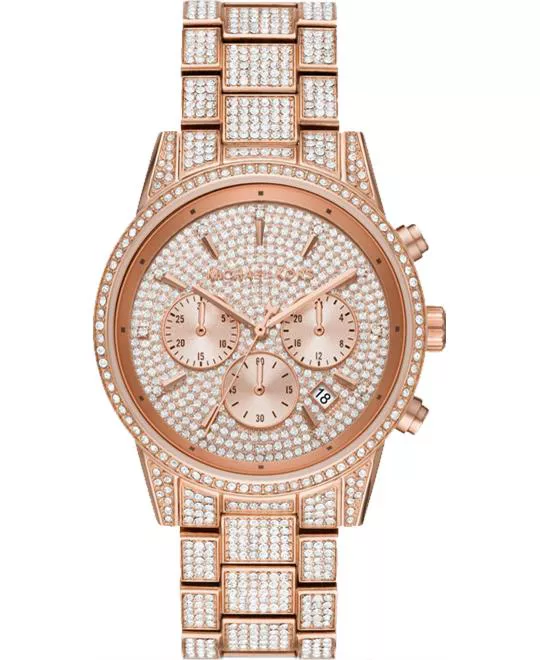 Michael Kors Ritz Three-Hand Glitz Rose 38mm