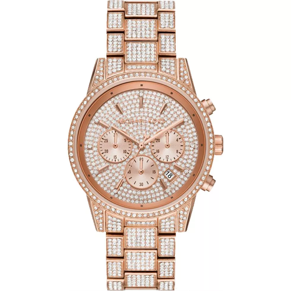 Michael Kors Ritz Three-Hand Glitz Rose 38mm