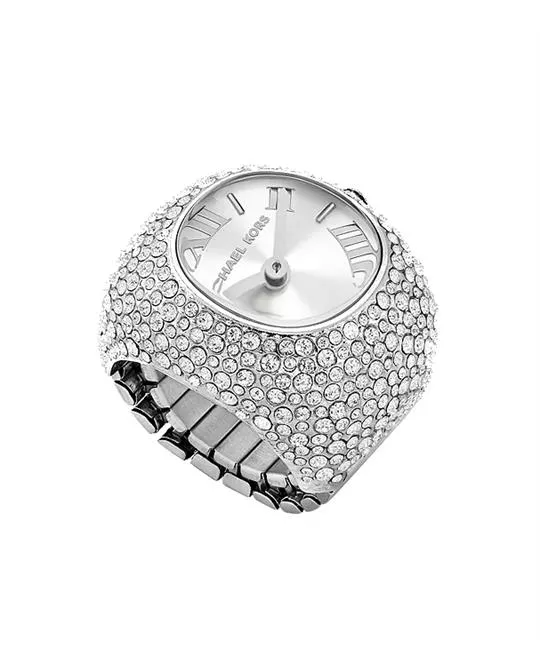 Michael Kors Rylee Pavé Silver Tone Ring Watch 24mm