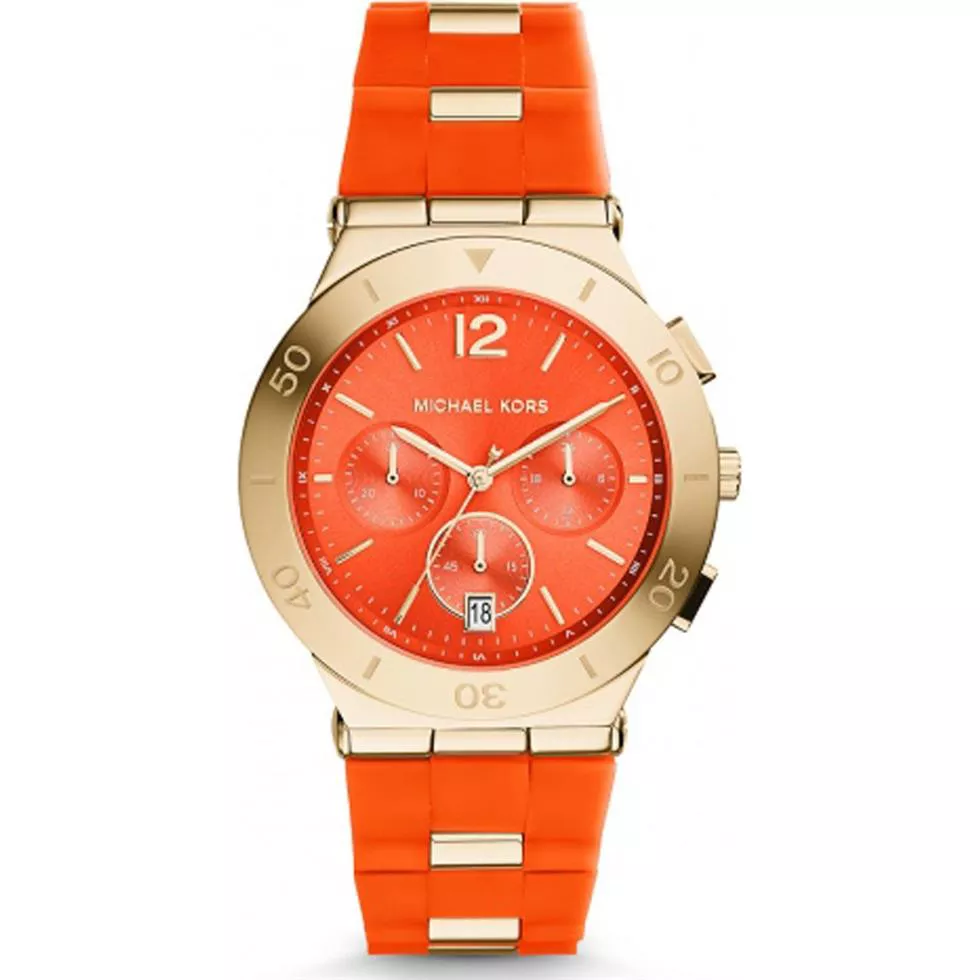 Michael Kors Wyatt Orange & Gold Silicone Watch 40mm