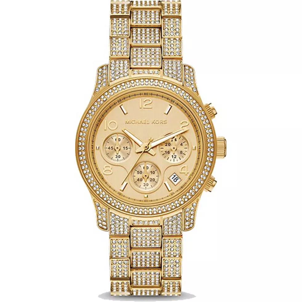 Micheal Kors Runway Pavé Gold-Tone Watch 38mm