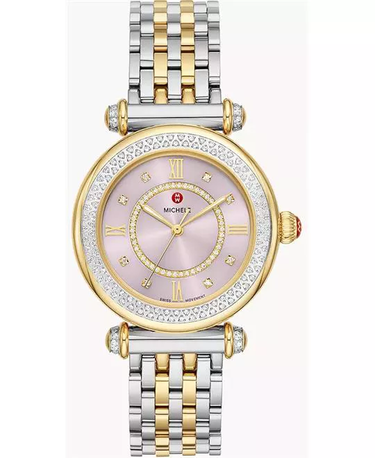 Michele Caber Mid Two-Tone 18K Gold-Plated Diamond Watch 35mm